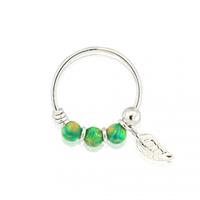 עגיל הליקס זהב נוצה אמיתי עם אבני אופל צבע לבחירה