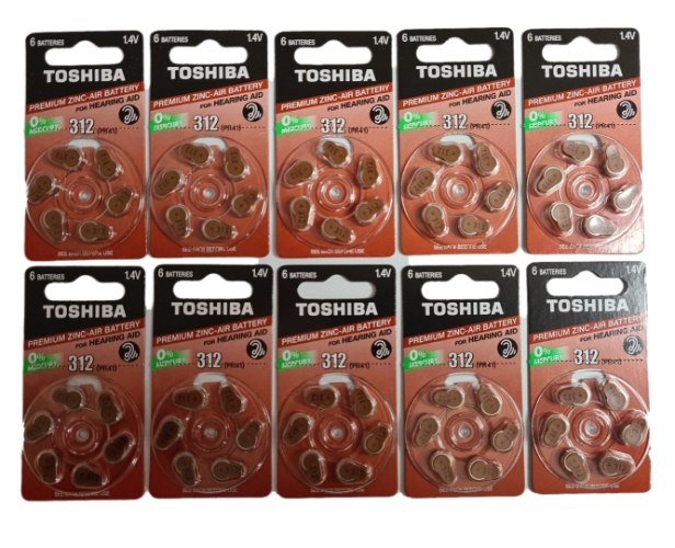 60 סוללות למכשירי שמיעה TOSHIBA 312