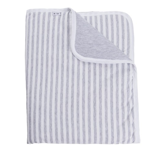 שמיכת ג'רסי דו צדדית עם שם התינוק-אפור מלאנג' פאסים