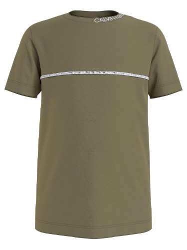 טישירט CK לוגו בצווארון זית