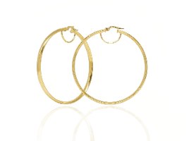 עגילי חישוק זהב צהוב גדולים מלאים נוכחות 7.5 סמ