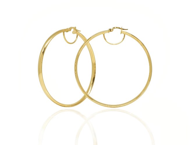 עגילי חישוק זהב צהוב גדולים מלאים נוכחות 7.5 סמ