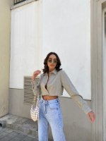 חולצת קרופ אלבה אבן