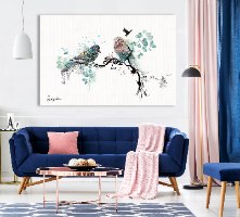 ציור מינימליסטי בחדר שינה