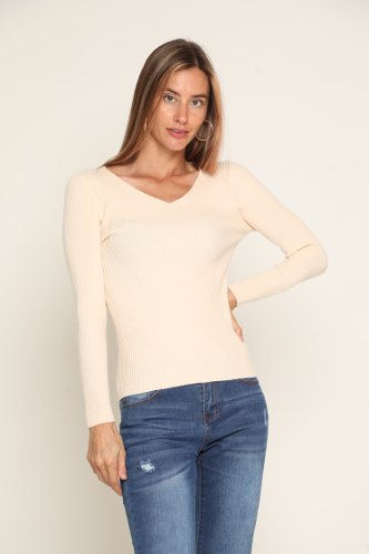 סריג צווארון וי נשים