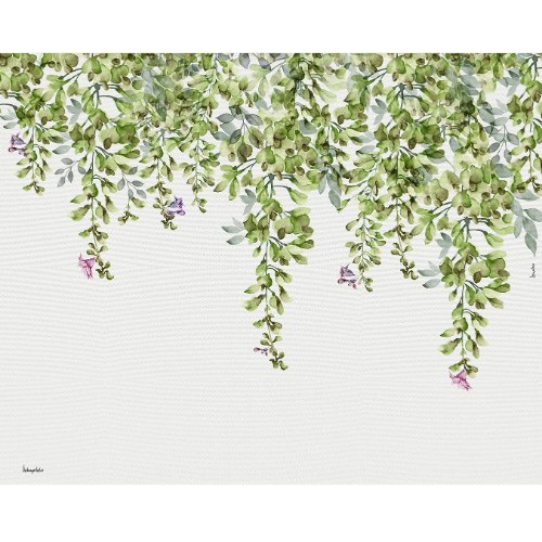 ציור של עלים ירוקים צבעי מים