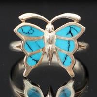טבעת כסף פרפר משובצת טורקיז כחול RG9129