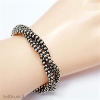 צמיד מכסף מעוצב בצורת חבל 3 שורות Z3109 | תכשיטי כסף 925 | צמידי כסף