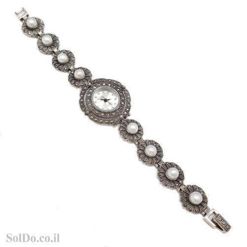 שעון מכסף מעוצב פנינים משובץ מרקזטים SH3268 | תכשיטי כסף
