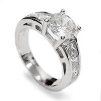 טבעת כסף משובצת זרקון סוליטר 7mm  ואבני זרקון בצדדים RG5574 | תכשיטי כסף | טבעות כסף