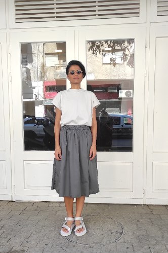 חצאית מניילון יפני - אפור