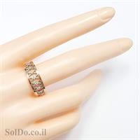 טבעת כסף מצופה זהב 9K משובצת אבני זרקון  RG8631 | תכשיטי כסף | טבעות כסף