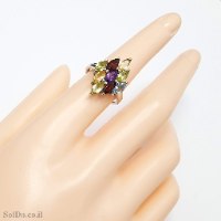 טבעת מכסף משובצת אבני חן RG6287 | תכשיטי כסף 925 | טבעות כסף