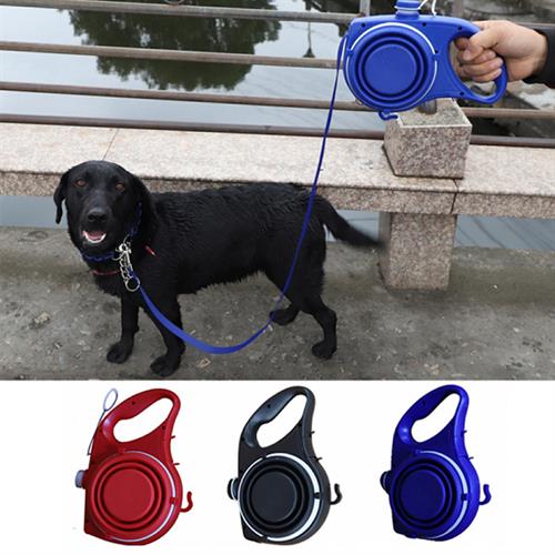 רצועה לכלב מובנית דיספנסר מים ואחסון שקיות פסולת