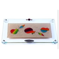 קרש חיתוך / מגש מלבני גדול רימונים בשורה רגליות אקריל