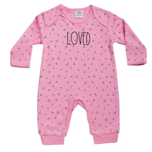 אוברול טריקו ארוך LOVED ורוד מסטיק