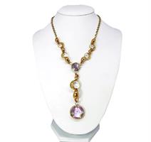 רביד איטלקי משובץ אבני אמטיסט בזהב 14K