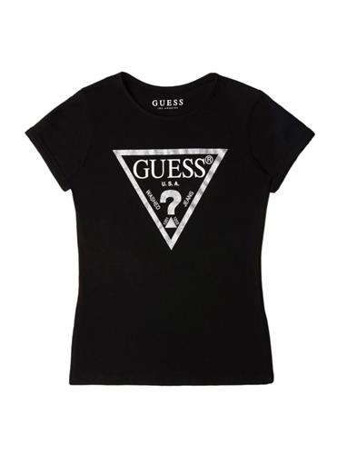 טישירט שחורה GUESS לוגו כסף