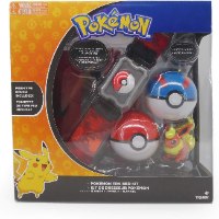 פוקימון סט אימון מלא - 2 כדורים, חגורה, דמות ותיק - צבעים כחול ואדום