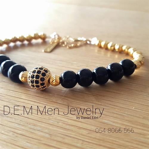 צמיד חרוז מרכזי- שחור גולדפילד