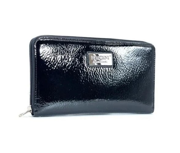 ארנק דמוי עור גדול שחור לק 4062 סגירת רוכסן