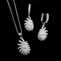 עגילים ותליון כסף משובצים זרקונים S1463 | תכשיטי כסף 925 | עגילי כסף | שרשרת כסף