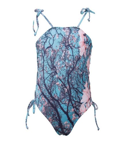 בגד ים שלם עם קשרים בצדדים יפן תכלת VIEW - מידות 2-16 שנים