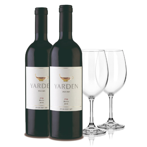 2 יח׳ ירדן מרלו 2017 + 2 כוסות