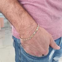 צמיד לגבר מזהב צהוב ולבן דק ועדין