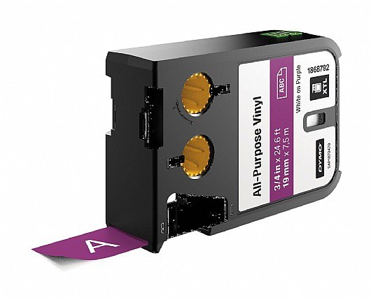סרט סימון ויניל לבן על רקע סגול Dymo 1868792 XTL All-Purpose Vinyl 19mmX7m