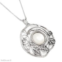 תליון מכסף מעוצב משובץ צדף לבן T6232 | תכשיטי כסף