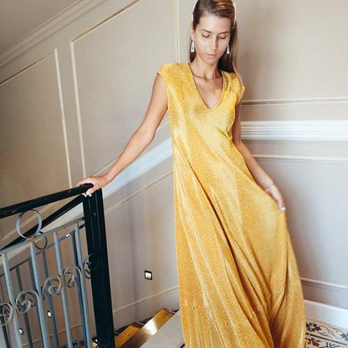 שמלת DANA צהוב פליסה