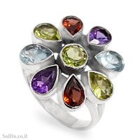 טבעת מכסף משובצת אבני חן RG6274 | תכשיטי כסף 925 | טבעות כסף