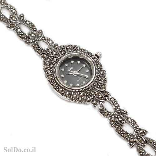 שעון מכסף מעוצב משובץ מרקזטים SH3267 | תכשיטי כסף