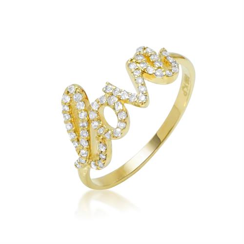 טבעת LOVE זהב 14 קראט ויהלומים