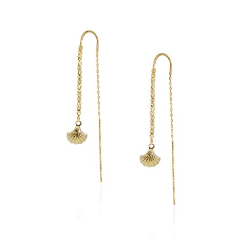 עגילי זהב כדורים נופלים מיוחדים צדף