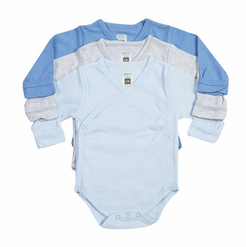 שלישיית בגדי גוף חזייה B-002 כחול/ אפור מלאנג'/ כחול בייבי טריקו