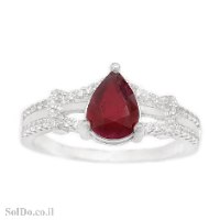 טבעת מכסף משובצת אבן רובי אדומה ואבני זרקון RG1705 | תכשיטי כסף 925 | טבעות כסף