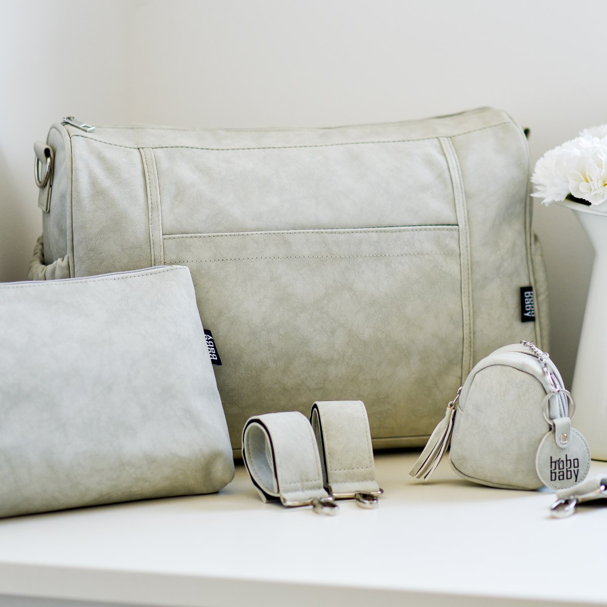 סט תיק החתלה אפור בהיר דגם סופי