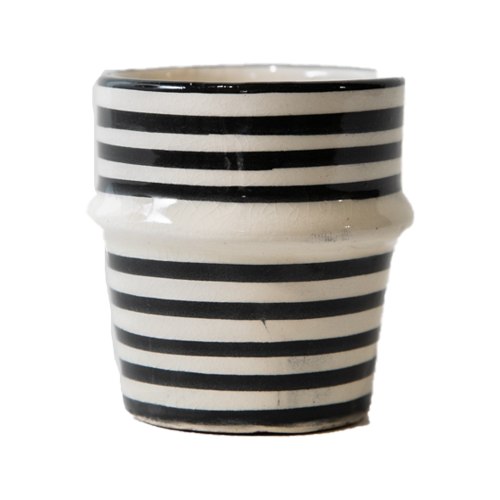 כוס טנג'יר שחור לבן פסים- אספרסו