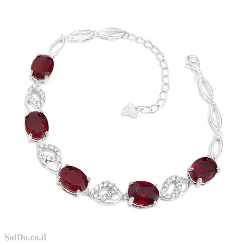 צמיד מכסף משובץ אבני רובי ואבני זרקון Z3151 | תכשיטי כסף 925 | צמידי כסף