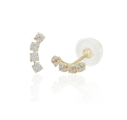 עגילי זהב מטפסים עם זרקונים קטנים