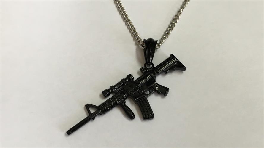 תליון פלדה גברים \ נשים דמוי נשק אוטומטי OP08170020MBS-IN