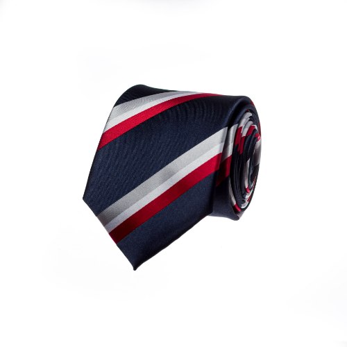 עניבה קלאסית פסים כחול אפור אדום