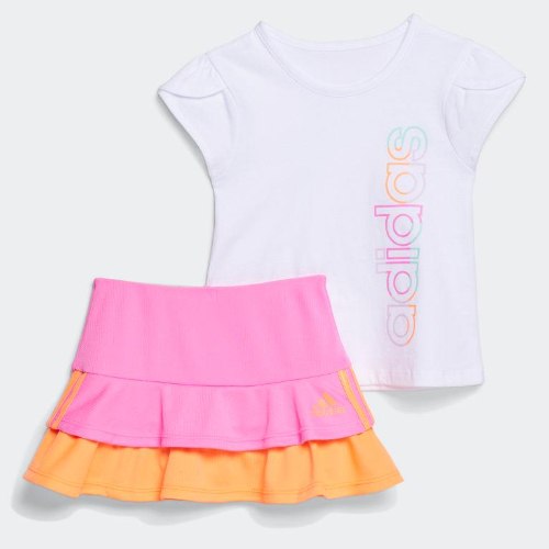 חליפת חצאית ורודה/כתומה ADIDAS בנות - 3 חודשים עד 7 שנים