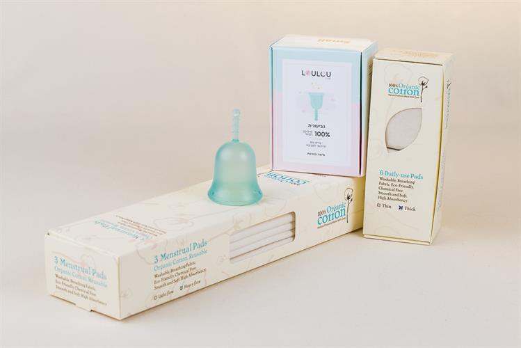 לולוקאפ louloucup עם 6 מגני תחתון ו3 תחבושות לווסת