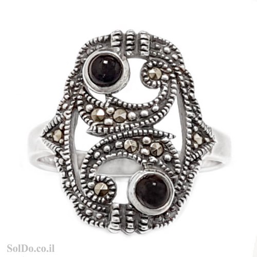 טבעת מכסף משובצת מרקזטים ואבני אוניקס RG6220 | תכשיטי כסף 925 | טבעות כסף