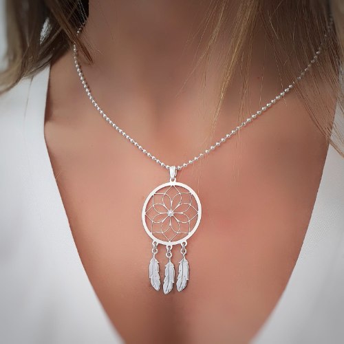 שרשרת לוכד החלומות + 3 נוצות דגם LA032