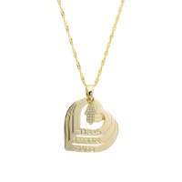 שרשרת 3 לבבות + חמסה משובצת דגם LA232