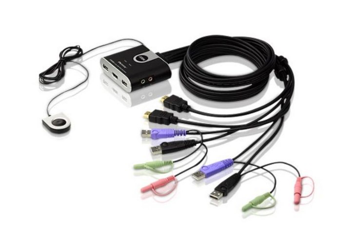 קופסת מיתוג ATEN 2-Port USB HDMI/Audio Cable KVM Switch דגם CS692